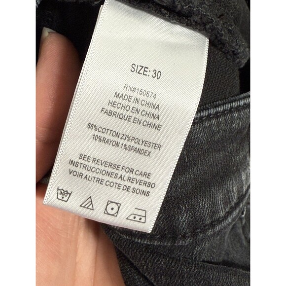 WASH LAB Front Slit Straight Brushed Black Women's Size 30 Jeans Wide Leg Panels - Picture 10 of 15